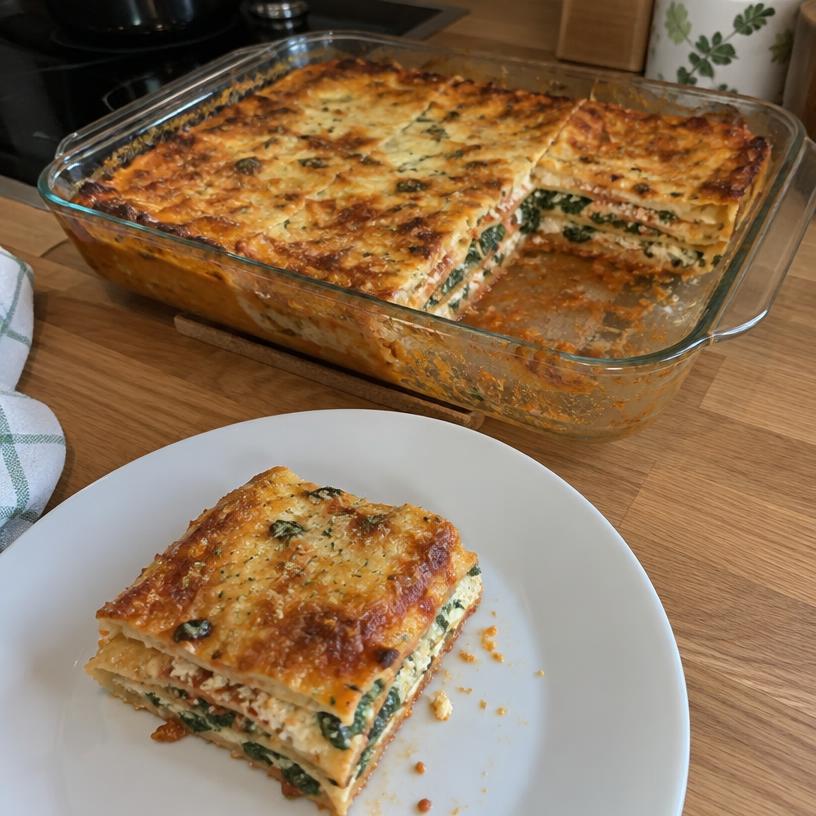 Lasaña casera ligera gratinada